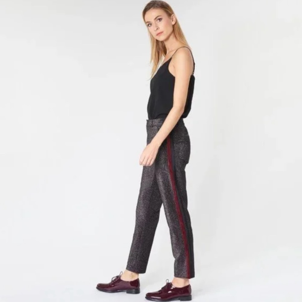 Scotch and Soda black Shimmery Velvet Stripe pant